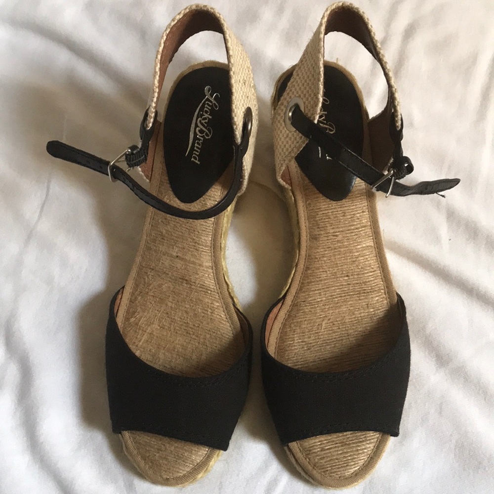Black Peep Toe Wedge Heel